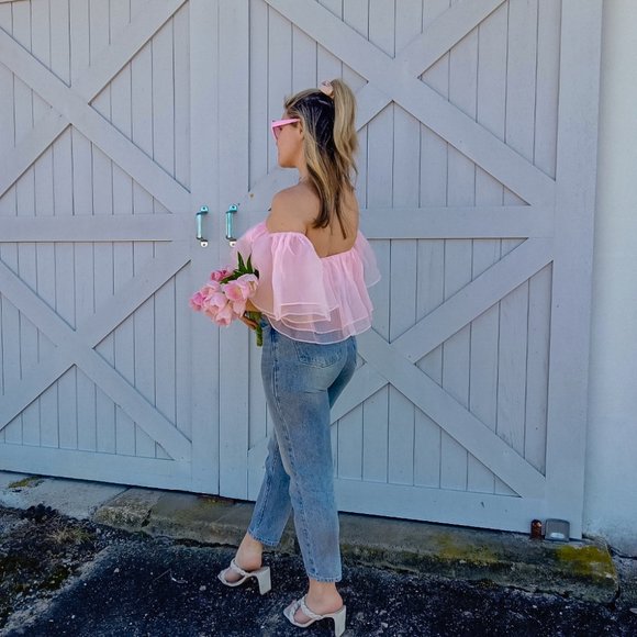 Pink Ruffle Tulle Crop top - Picture 2 of 2